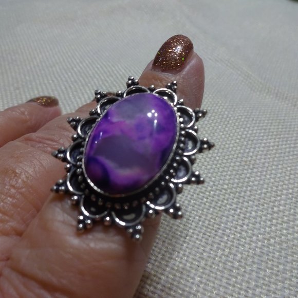 Beautiful "DENDRITE OPAL" Handmade Sterling Ring Size 7.5 #510B - Picture 1 of 3